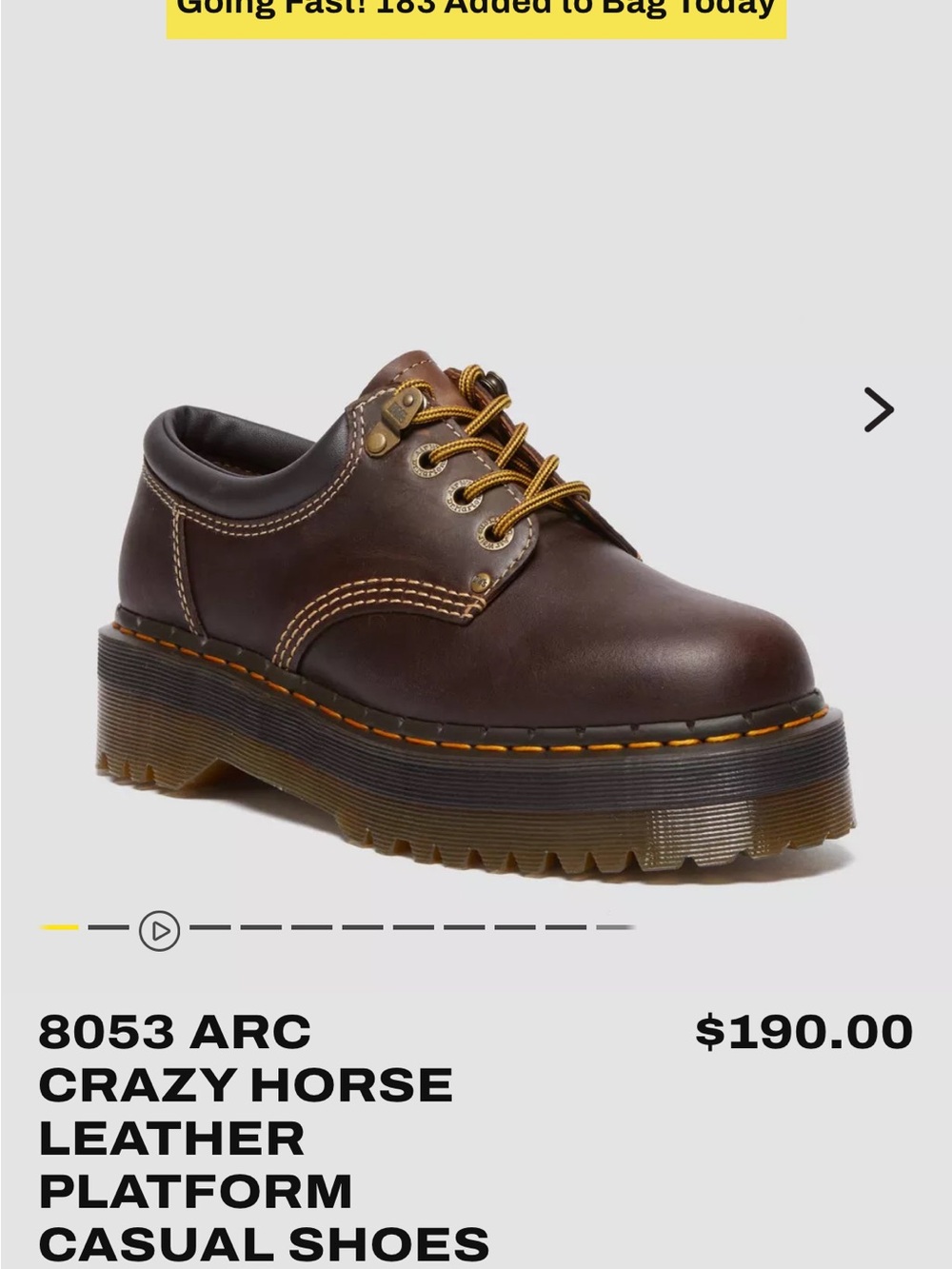 Dr. Martens Crazy Horse leather
Platform shoes